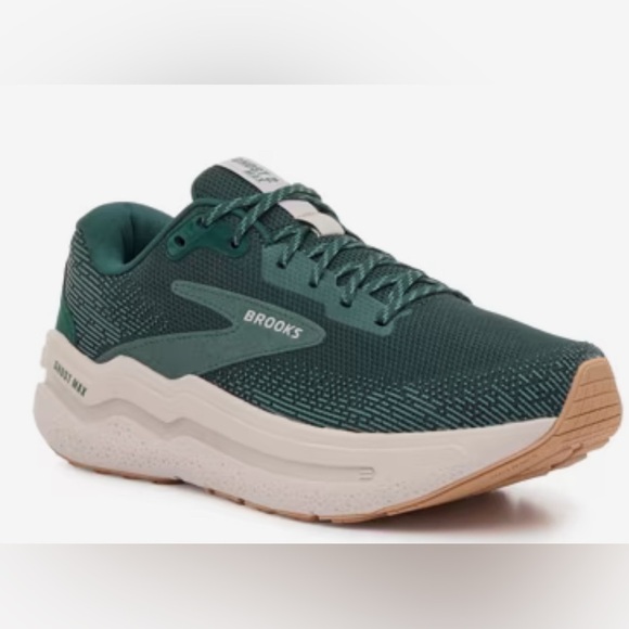 Brooks Ghost Max Green and Tan Running Shoes - Picture 1 of 6